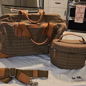 Coach Tan Leather Overnight  Bag